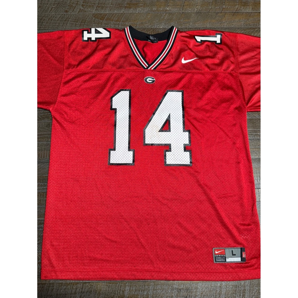 Nike Georgia Bulldogs Jersey Men Large Red Good #14 Football Mesh UGA Preloved
